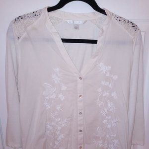 Lauren Conrad embroidered blouse Size L